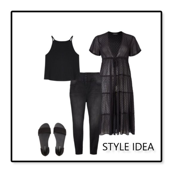 Torrid Black Swiss Dot Tiered Kaftan NWT - Picture 8 of 11